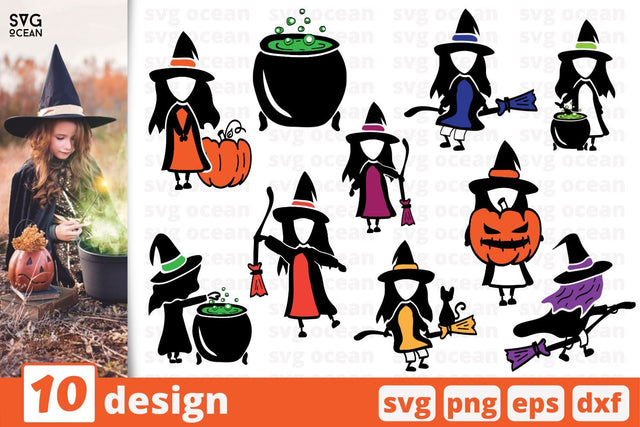 Halloween cute witches SVG bundle SVG SvgOcean 