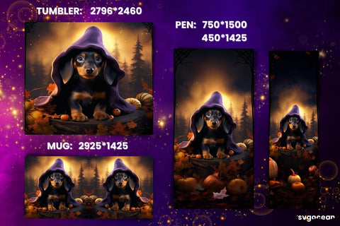 Halloween Dachshund Wrap Bundle | Tumbler | Mug | Pen Sublimation SvgOcean 