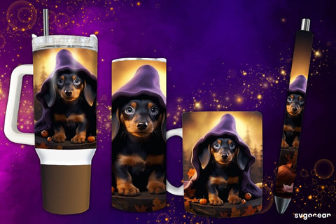 Halloween Dachshund Wrap Bundle | Tumbler | Mug | Pen Sublimation SvgOcean 