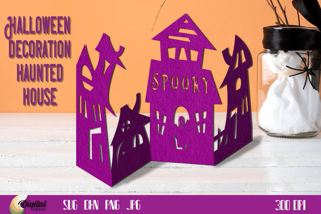 Halloween Decor SVG. Haunted Houses Paper Cut. 3D Paper Evgenyia Guschina 