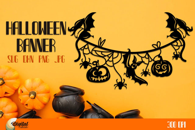 Halloween Decoration SVG. Halloween Banner Paper Cut. 3D Paper Evgenyia Guschina 