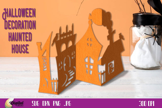 Halloween Decorations SVG. Haunted Houses Paper Cut. 3D Paper Evgenyia Guschina 