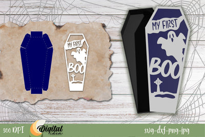 Halloween design SVG. Boxes coffins Halloween Boo SVG. 3D Paper Evgenyia Guschina 