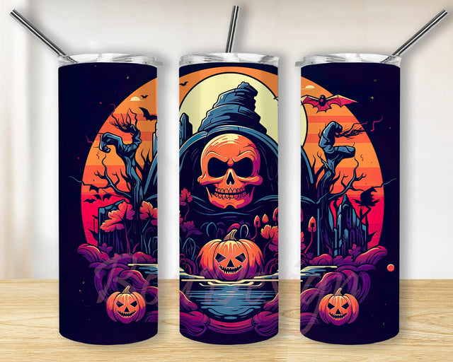 Halloween Designs 20oz Skinny Tumbler Png, Halloween Haunted House Tumbler, Pumpkin Tumbler, Halloween Tumbler Wrap, Haunted House Tumbler Wrap Designs Sublimation BouDesign 