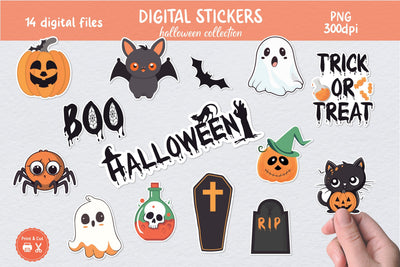 Halloween Digital Sticker Pack PNG Sublimation ElenDesigns 