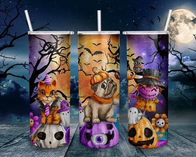 Halloween Dog & Cat tumbler 20oz PNG Sublimation Designs, Trick or Treat, Spooky, Boo, Ghost, Pumpkin Tumbler Wrap Digital Downloads Digital Pattern BOO-design 