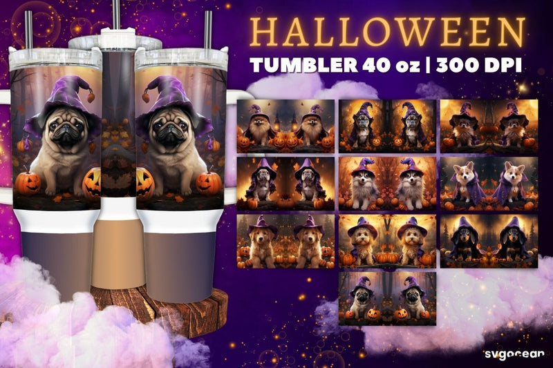 Halloween Dogs Tumbler Wrap Bundle | 40 Oz | Sublimation Sublimation SvgOcean 
