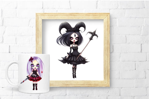 Halloween Dolls Witch Clipart Bundle, Gothic Clipart PNG SVG OrangeBrushStudio 