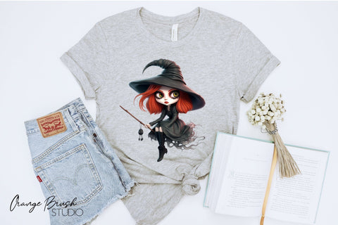 Halloween Dolls Witch Clipart Bundle, Gothic Clipart PNG SVG OrangeBrushStudio 