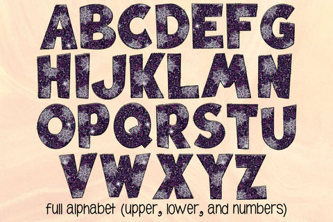 Halloween Doodle Letters PNG, Purple Giltter Spider Web Alpha Bundle Sublimation Crafty Mama Studios 