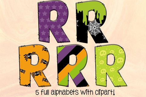 Halloween Doodle Letters PNG, Spooky Fun Alpha Bundle Sublimation Crafty Mama Studios 