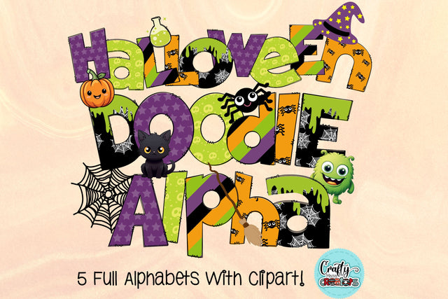 Halloween Doodle Letters PNG, Spooky Fun Alpha Bundle Sublimation Crafty Mama Studios 