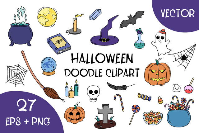 Halloween Doodle PNG Clipart | Vector Illustrations Sublimation AnnaViolet_store 