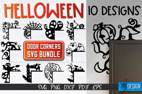 Halloween Door Corner SVG Bundle | Halloween Laser Files SVG Fly Design 