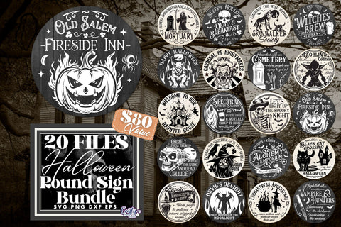 Halloween Door Hanger Bundle | Round Halloween Svg Files SVG Crafty Mama Studios 