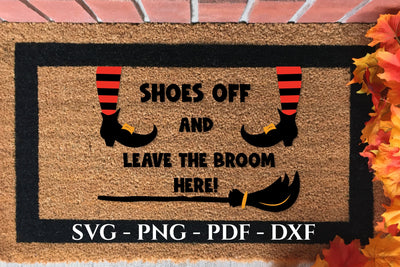 Halloween door mat Shoes off, leave the broom here. SVG SVG Angelina Semenova 