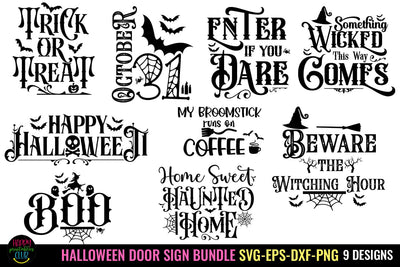 Halloween Door Sign SVG Bundle I Halloween Sign SVG Bundle SVG Happy Printables Club 