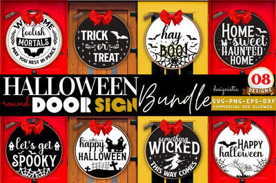 Halloween Door Sign SVG Bundle SVG DESIGNISTIC 