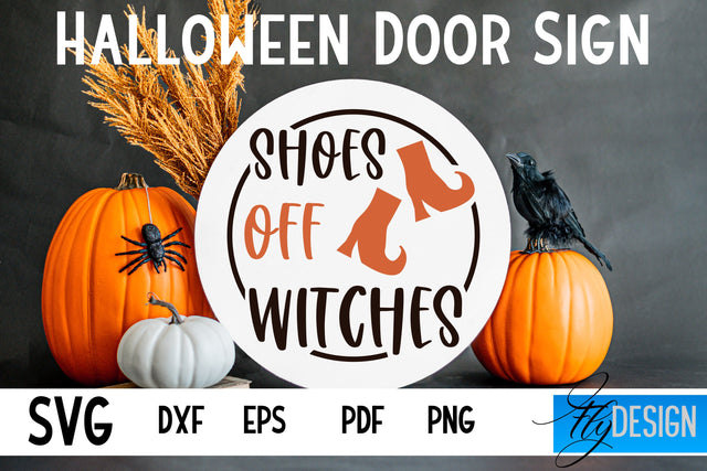 Halloween Door Sign SVG | Circle Door Hanger | Round Sign SVG Fly Design 