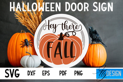 Halloween Door Sign SVG | Circle Door Hanger | Round Sign SVG Fly Design 