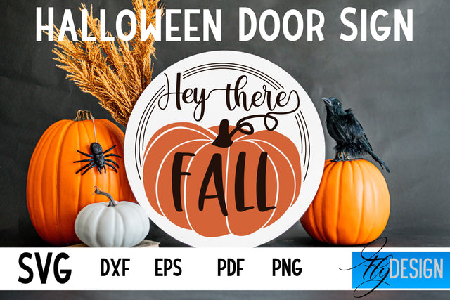 Halloween Door Sign SVG | Circle Door Hanger | Round Sign SVG Fly Design 