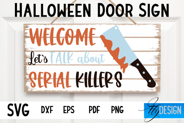 Halloween Door Sign SVG | Rectangle Door Hanger | Round Sign SVG Fly Design 