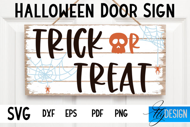 Halloween Door Sign SVG | Rectangle Door Hanger | Round Sign SVG Fly Design 