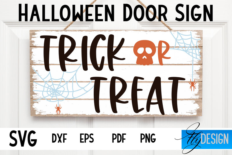 Halloween Door Sign SVG | Rectangle Door Hanger | Round Sign SVG Fly Design 