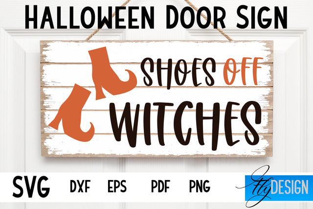 Halloween Door Sign SVG | Rectangle Door Hanger | Round Sign SVG Fly Design 