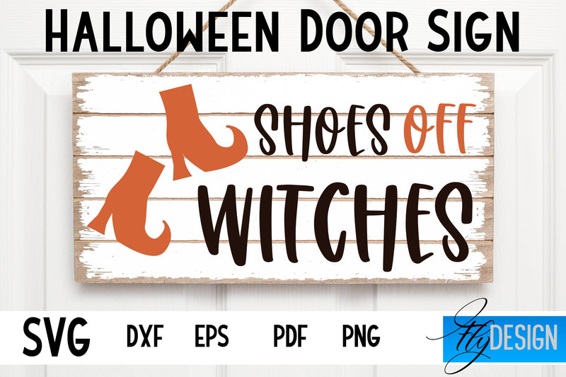Halloween Door Sign SVG | Rectangle Door Hanger | Round Sign SVG Fly Design 
