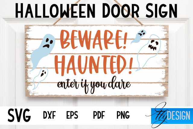 Halloween Door Sign SVG | Rectangle Door Hanger | Round Sign SVG Fly Design 