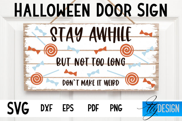 Halloween Door Sign SVG | Rectangle Door Hanger | Round Sign SVG Fly Design 
