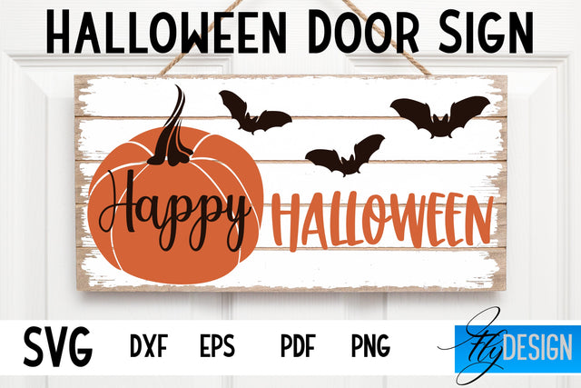 Halloween Door Sign SVG | Rectangle Door Hanger | Round Sign SVG Fly Design 