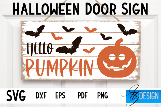 Halloween Door Sign SVG | Rectangle Door Hanger | Round Sign SVG Fly Design 