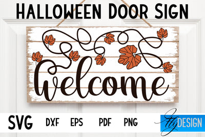 Halloween Door Sign SVG | Rectangle Door Hanger | Round Sign SVG Fly Design 