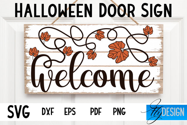 Halloween Door Sign SVG | Rectangle Door Hanger | Round Sign SVG Fly Design 