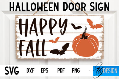 Halloween Door Sign SVG | Rectangle Door Hanger | Round Sign SVG Fly Design 