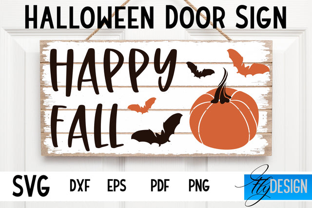 Halloween Door Sign SVG | Rectangle Door Hanger | Round Sign SVG Fly Design 
