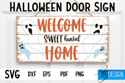 Halloween Door Sign SVG | Rectangle Door Hanger | Round Sign SVG Fly Design 