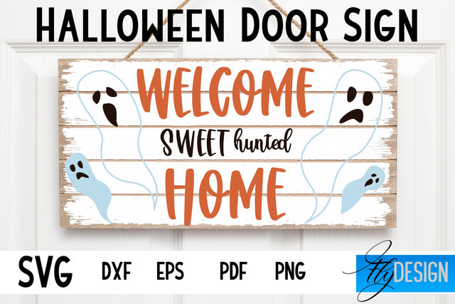 Halloween Door Sign SVG | Rectangle Door Hanger | Round Sign SVG Fly Design 