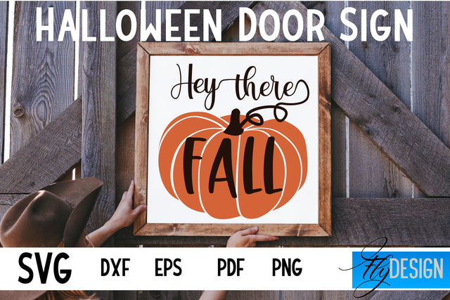 Halloween Door Sign SVG | Square Door Hanger | Round Sign SVG Fly Design 