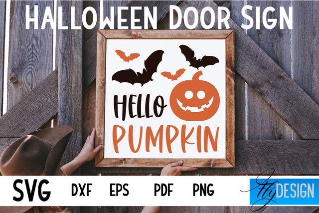Halloween Door Sign SVG | Square Door Hanger | Round Sign SVG Fly Design 