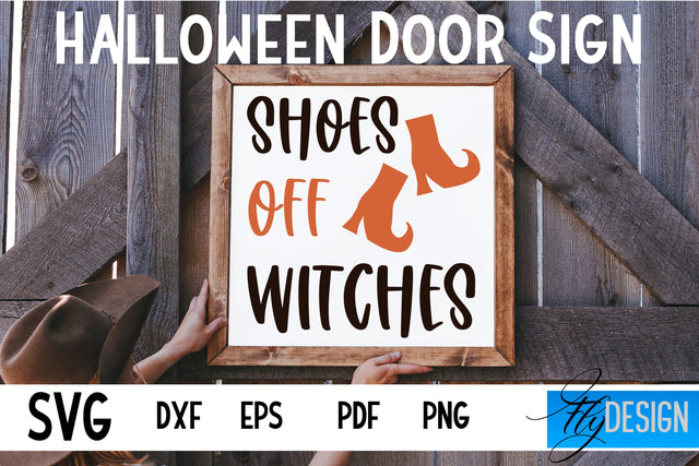 Halloween Door Sign SVG | Square Door Hanger | Round Sign SVG Fly Design 
