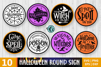 Halloween Door Signs SVG Bundle. Round sign SVG Crazy Craft 
