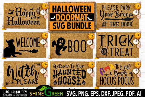 Halloween Doormat SVG Bundle for Home, Farmhouse SVG Shine Green Art 