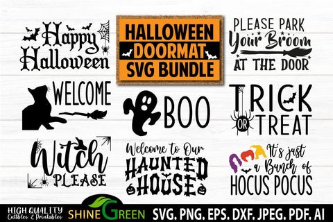 Halloween Doormat SVG Bundle for Home, Farmhouse SVG Shine Green Art 