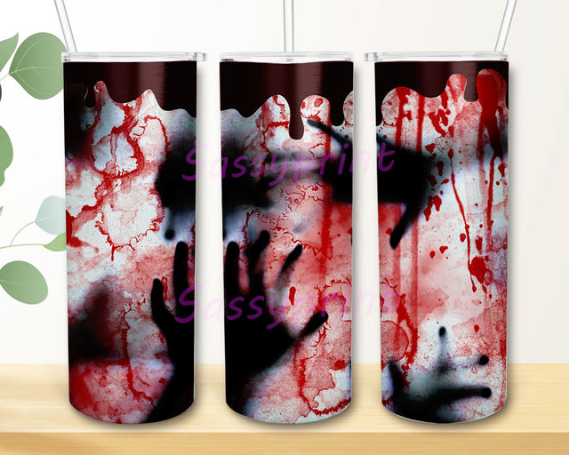 Halloween Dripping Bloody Hand Design 20oz Skinny Tumbler Creepy Horror Scary sublimation Download Killer Spooky Halloween Digital Sublimation sassyprint 