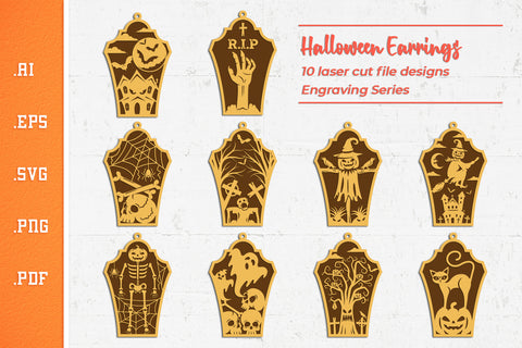 Halloween Earrings 2 - Laser Cut Files SVG SVG Slim Studio 