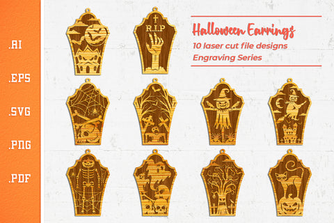 Halloween Earrings 2 - Laser Cut Files SVG SVG Slim Studio 