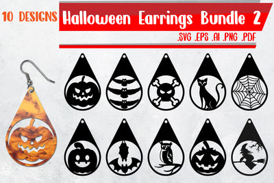 Halloween Earrings Bundle 2 - svg eps ai png pdf SVG zafrans studio 